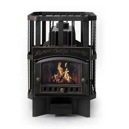 Печь для бани НМК Сибирь «Сибирь-32» каминная дверца кованная сетка, чугун в Чайковском