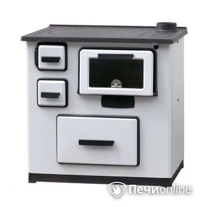 Отопительно-варочная печь Plamen Slavonac белая труба справа в Чайковском
