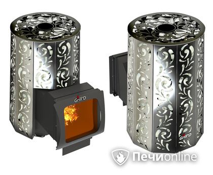 Дровяная печь-каменка GrillD Violet window long Max Жадеит 100 в Чайковском