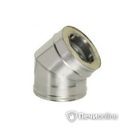 Дымоход Дымок Колено 45° с изоляцией 0,8 мм. OТFR45  120/200 в Чайковском