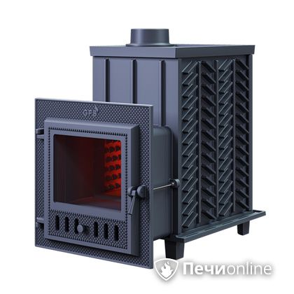Дровяная банная печь Гефест ЗК-18 (М) чугунная дверца со стеклом закрытая каменка в Чайковском