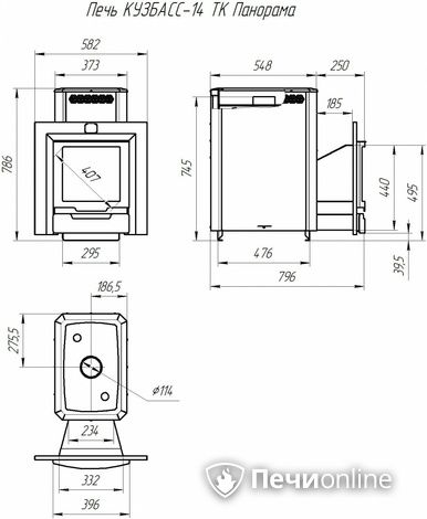 Дровяная банная печь Теплодар Кузбасс-14 ТК Панорама (2018) в Чайковском