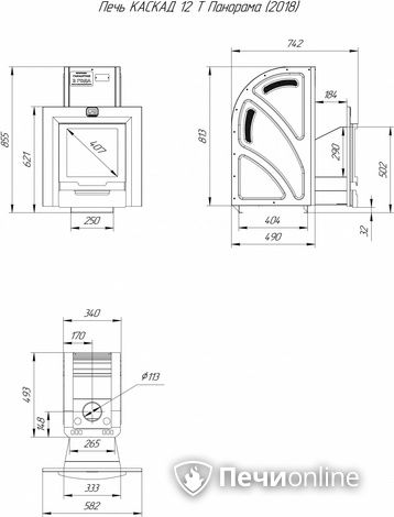 Дровяная банная печь Теплодар Каскад-12 Т Панорама (2018) в Чайковском