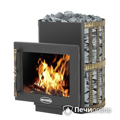 Дровяная банная печь Везувий Скиф Ковка 16 Панорама в Чайковском