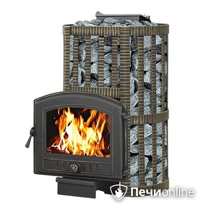 Дровяная банная печь Везувий Ураган Ковка 16 (224) с закрытой каменкой чугун в Чайковском