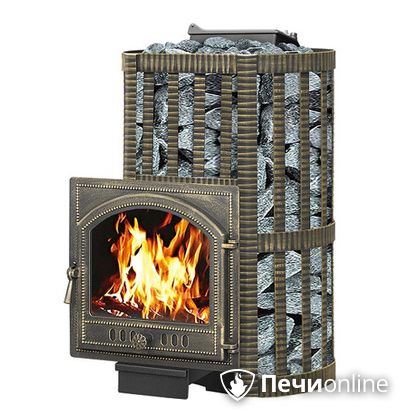 Дровяная банная печь Везувий Ураган Ковка 16 (205) с закрытой каменкой чугун в Чайковском