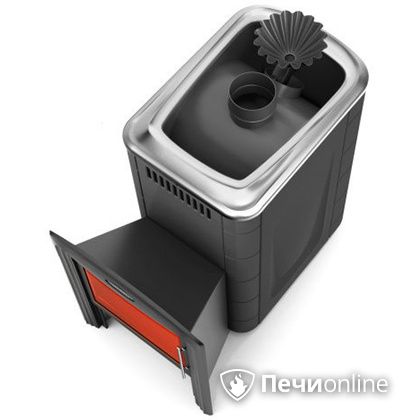 Дровяная банная печь TMF Ангара 2012 Carbon Витра с закрытой каменкой антрацит в Чайковском