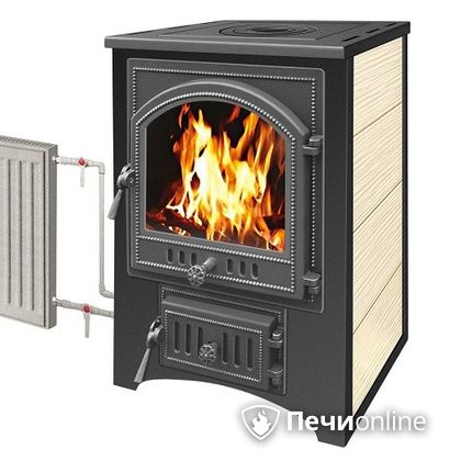 Печь-камин Везувий ПК-01(205) с плитой и теплообменником бежевый в Чайковском