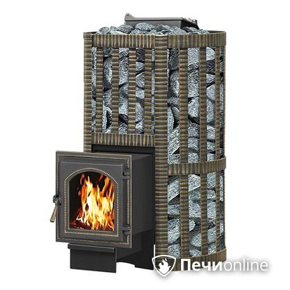 Дровяная банная печь Везувий Ураган Ковка 22 (270) с закрытой каменкой чугун в Чайковском