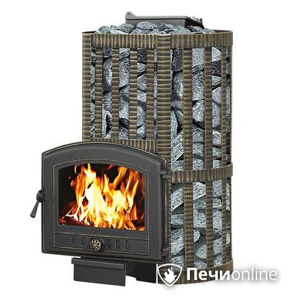 Дровяные печи-каменки Везувий Ураган Ковка 22 (224) с закрытой каменкой чугун в Чайковском