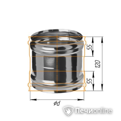 Дымоход Феррум Адаптер ММ для печи нержавеющий 08 d-115 в Чайковском