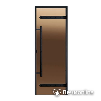 Дверь для бани Harvia Стеклянная дверь для сауны LEGEND 7/19 черная коробка сосна бронза  D71901МL в Чайковском